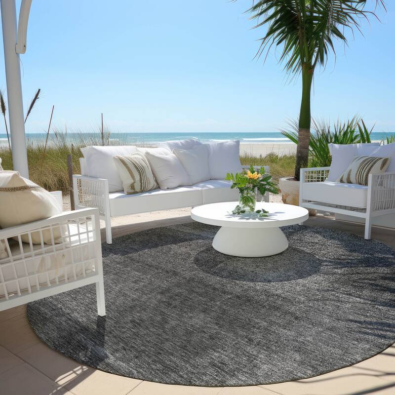 Machine Washable Indoor/ Outdoor Chantille Ombre Rug - Gray - 8' x 8'