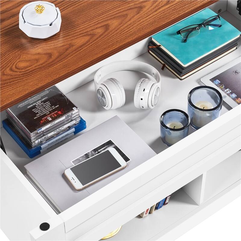 Yaheetech Lift Top Dining Coffee Table with Hidden Storage and Shelves