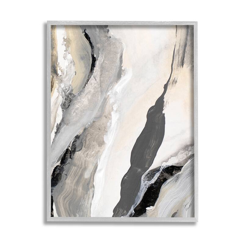 Stupell Paint Stroke Movement Abstraction Grey Beige Framed Wall Art - Multi-Color