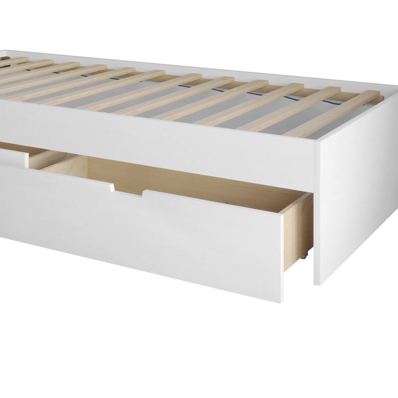 CraftPorch Wooden Twin Mates Bed with Storage