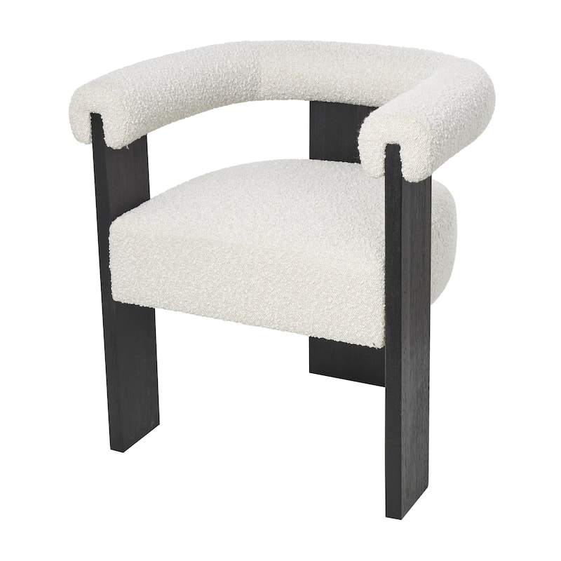 Polyester Curved Back Mid Century Modern Round Boucle Living Room Accent Chair - Cream or White - Roche River Decor