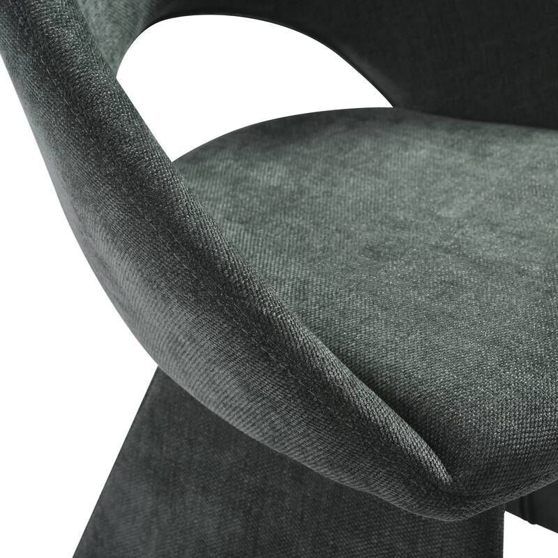 Angelina Modern Curved Back Forest Green Upholstered Dining Chair - Set of 2