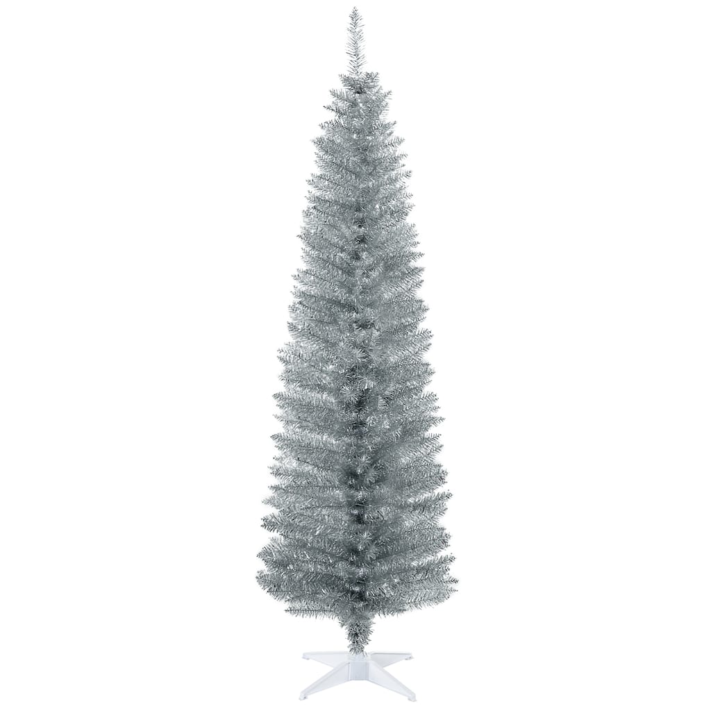 HOMCOM Artificial Pencil Tree - Slim, Realistic Branch Tips, Plastic Stand, Silver