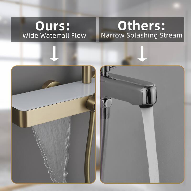 Modland 3-Function Wall Mount Shower System with Tub Spout 10.8" Rainfall Shower & Handheld Shower