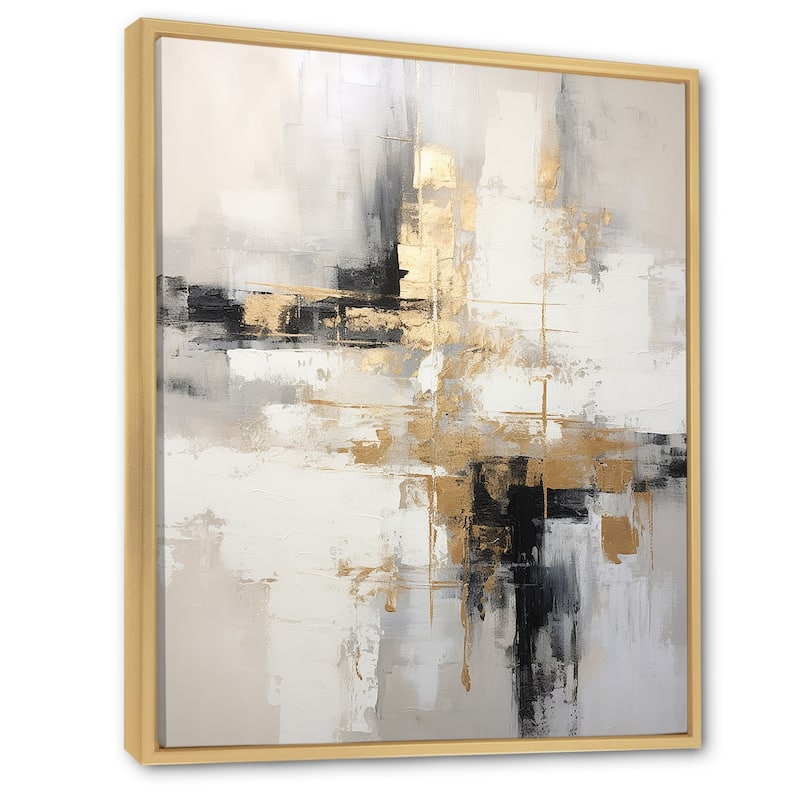 Designart "Essential Bliss Minimalism Abstract Gold Painting" Abstract Painting Framed Wall Art Living Room