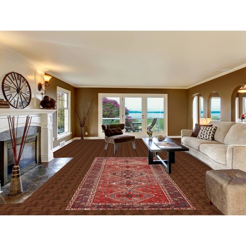 Distressed Bakhtiari Persian Vintage Rug Handmade Red Wool Carpet - 4'10"x 9'10"