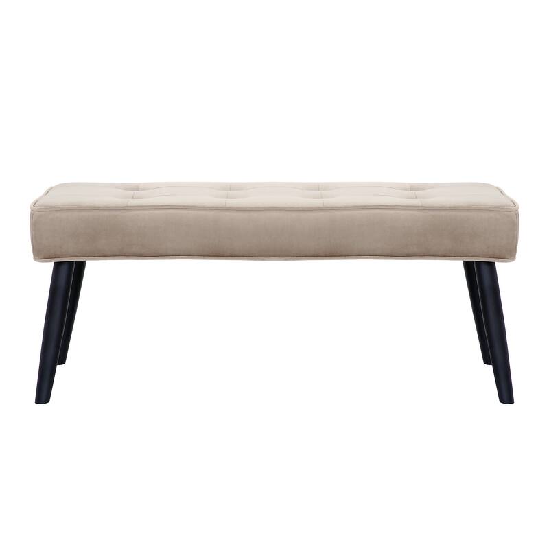 Kipp Velvet Upholstered Button Tufted Bench Ottoman