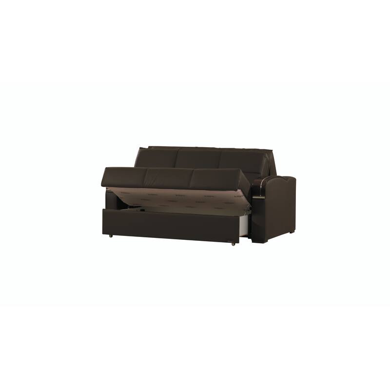 Collection Upholstered Convertible Loveseat With Storage - Brown PU