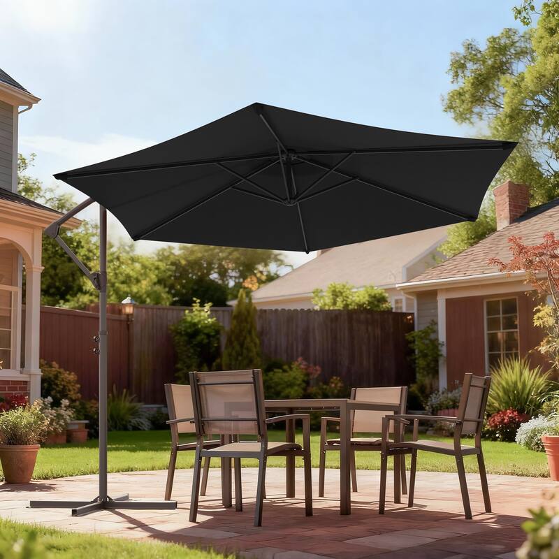 Sonkuki Outdoor 10FT Patio Offset umbrella for Garden - Black