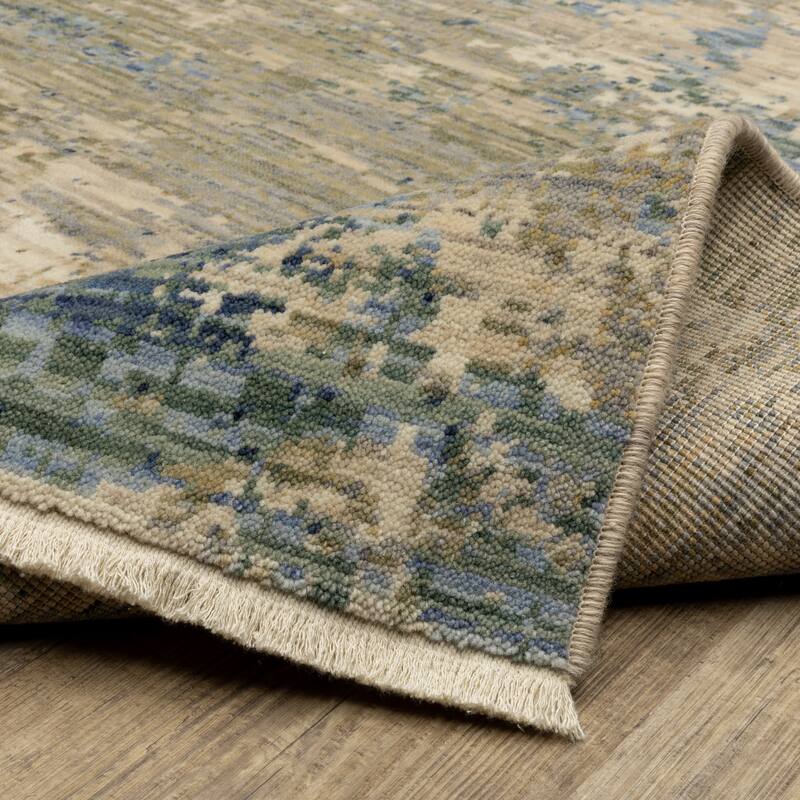 Style Haven Shiloh Abstract Beige/Blue Multi Wool Blend Area Rug