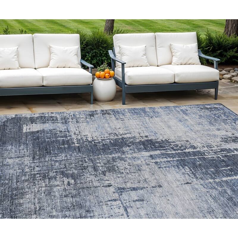 HomeRoots Abstract Transitional Rectangle Outdoor Rug - 9' X 12'
