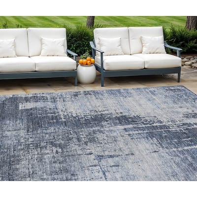 HomeRoots Abstract Transitional Rectangle Outdoor Rug
