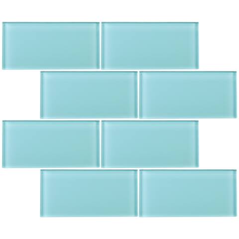 TileGen. 3" x 6" Glass Subway Tile in Ocean Blue Wall Tile (80 tiles/10sqft.)