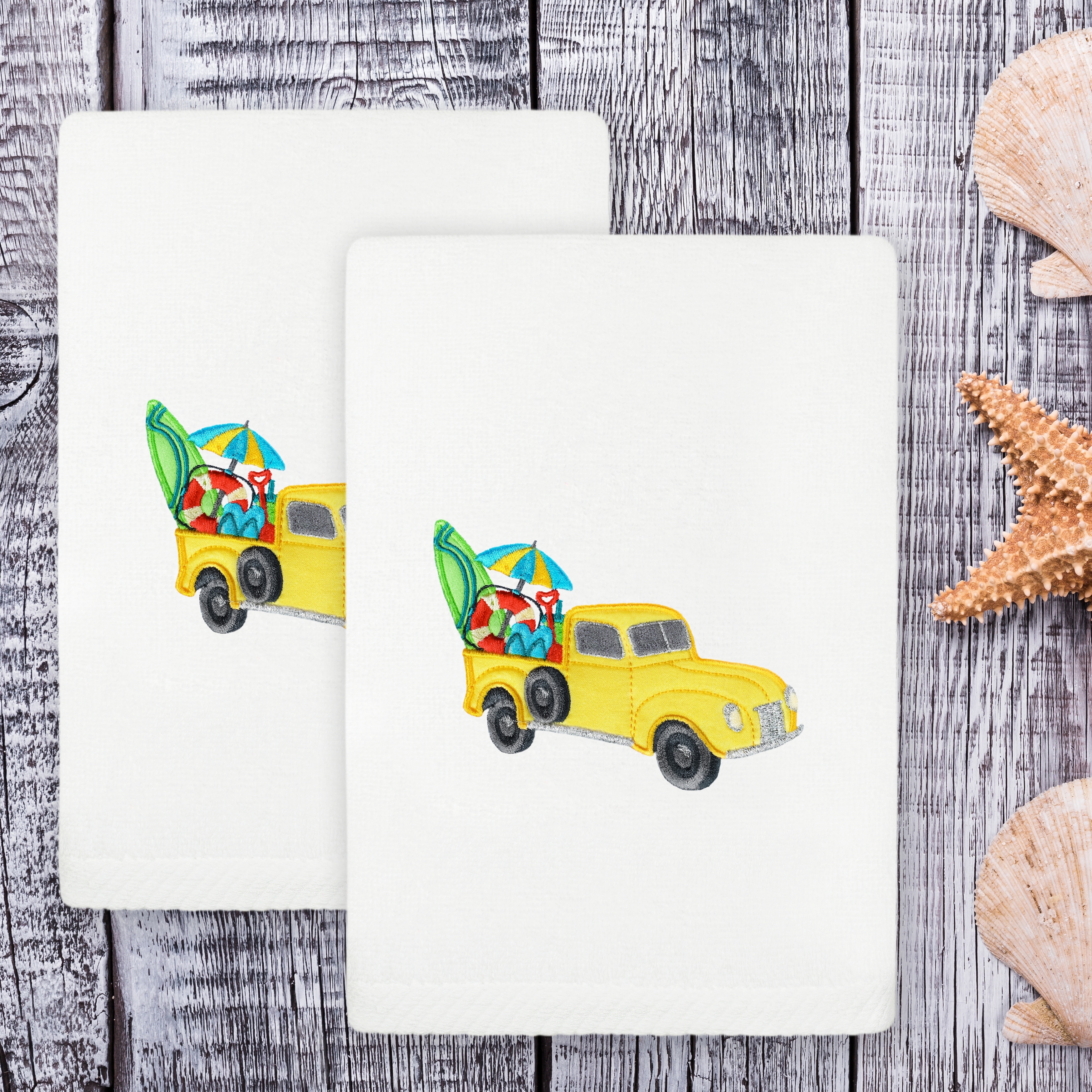 Authentic Hotel and Spa Summer Truck Hand Towels (Set of 2)