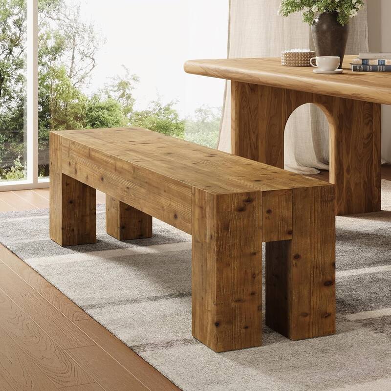 Solid Wood Dining Bench, 63" Extra Long Kitchen Table Bench for Dining Room, Kitchen, Restaurant