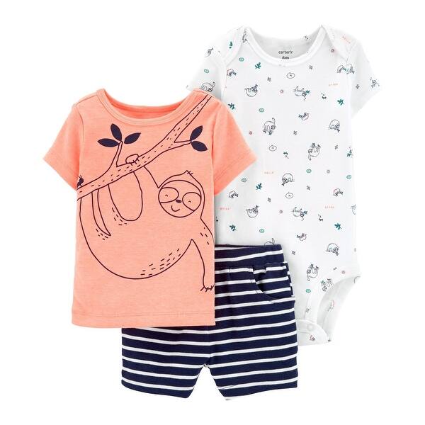 Shop Carter S Baby Boys 3 Piece Neon Sloth Little Short Set