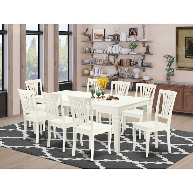Retro Dining Set 9Pc Rectangular Table w/ Leaf & 8 Chairs - 66/84 Inch