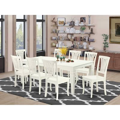 Retro Dining Set 9Pc Rectangular Table w/ Leaf & 8 Chairs - 66/84 Inch
