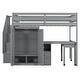 preview thumbnail 84 of 110, Twin/Full Size Loft Bed with Storage Staircase, Wardrobe and Desk, Solid Wood Loft Bedframe with 2 Storage Drawers and Shelves