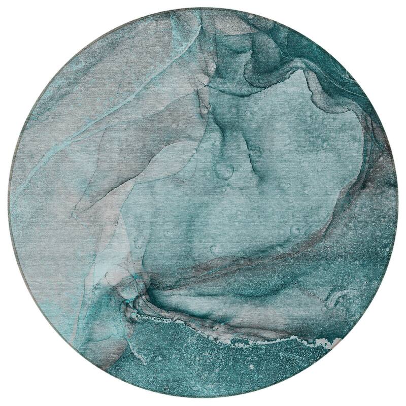 Laro Unique Abstract Weather Resistant Versatile Elegance Round Outdoor Rug - 8' Round