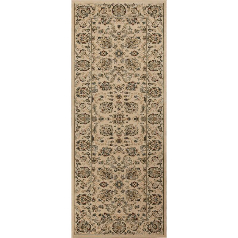 Izmir Collection Multicolor Transitional Floral/Botanical Area Rug - Cream/Brown - 2'5 X 7'8