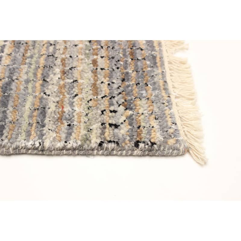 ECARPETGALLERY Hand-knotted Silk Shadow Grey Viscose, Wool Rug - 3'0 x 5'0