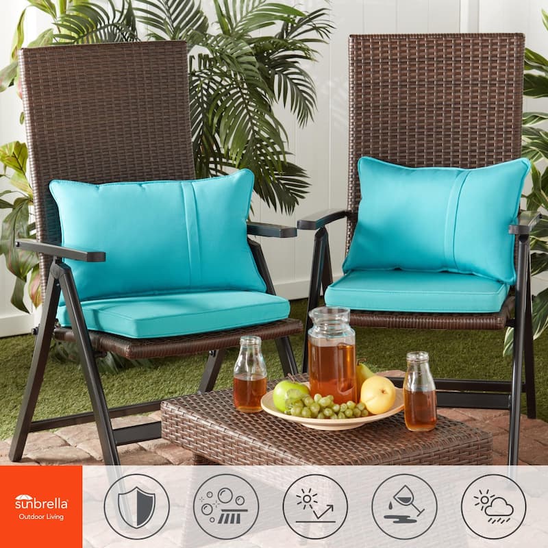 Sunbrella Indoor/ Outdoor 17-inch Square Corded Chair Pad (Set of 2)