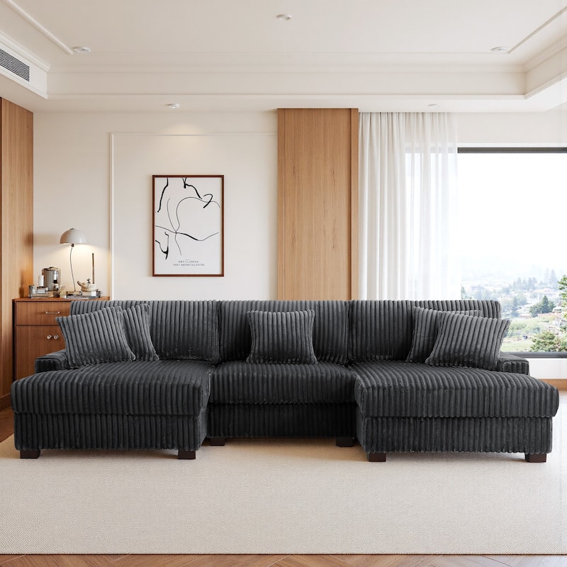 118.4"W Plush Modular Sectional Sofa with Pillows