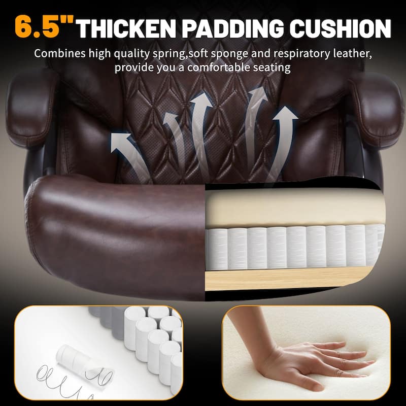 600lbs Big and Tall Office Chair, Executive Chair with Adjustable Headrest, High Back Extra Wide Seat, Heavy Duty for Office