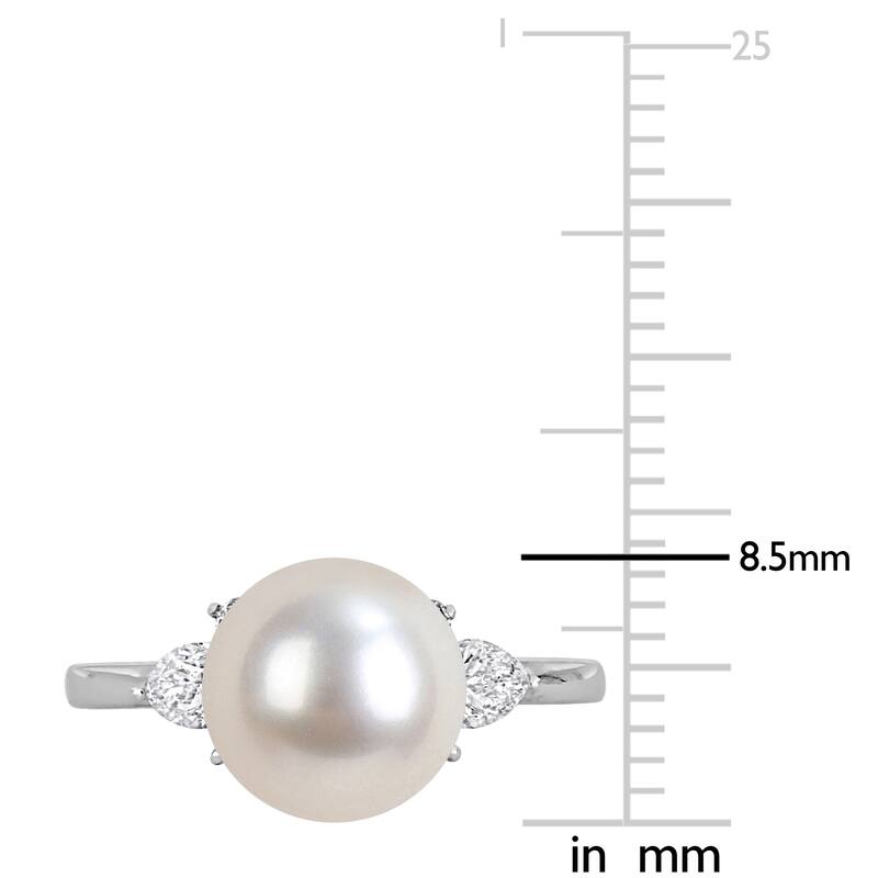 Miadora Cultured Freshwater Pearl and Gemstone Ring White or Yellow 14k Gold