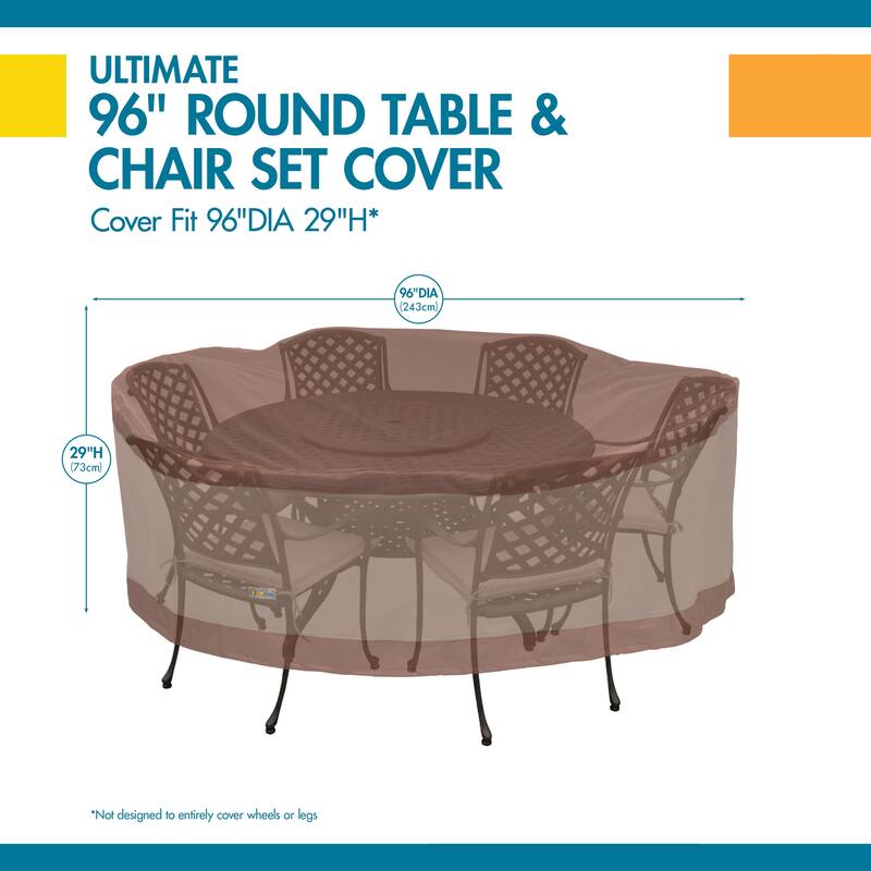 Duck Covers Ultimate Round Table and Chair Set Cover 96in W - 96"L x 96"D x 29"H