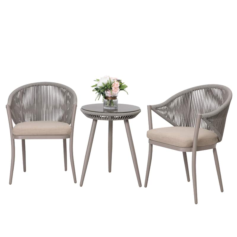 NUU GARDEN Outdoor 3-piece Bistro Set With Cushion