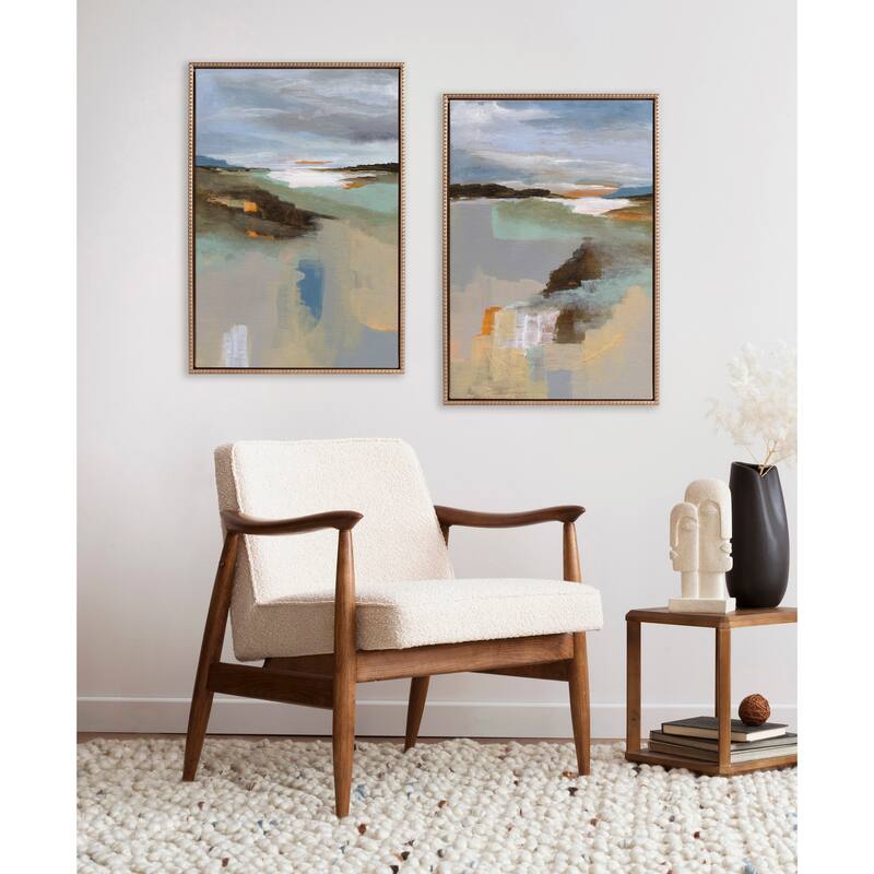 Sylvie Beaded Big Sur I and II Framed Canvas Set by Nikita Jariwala