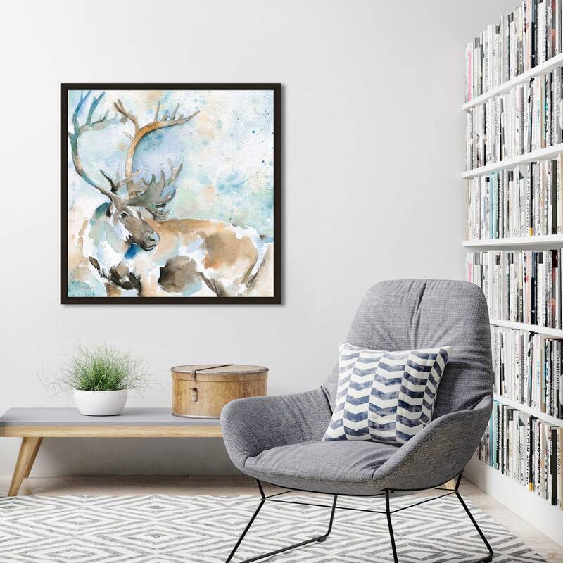 "Caribou On Blue" by Carol Robinson Print on Floating Canvas