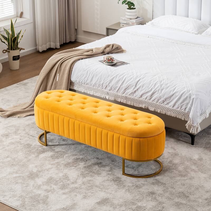 Velvet Storage Bench for Bedroom