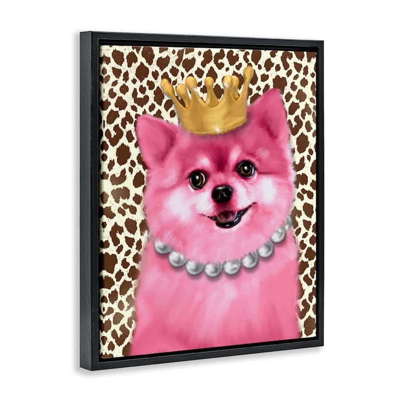Stupell Pink Royal Pomeranian Framed Floater Canvas Wall Art Design By Matthew Piotrowicz