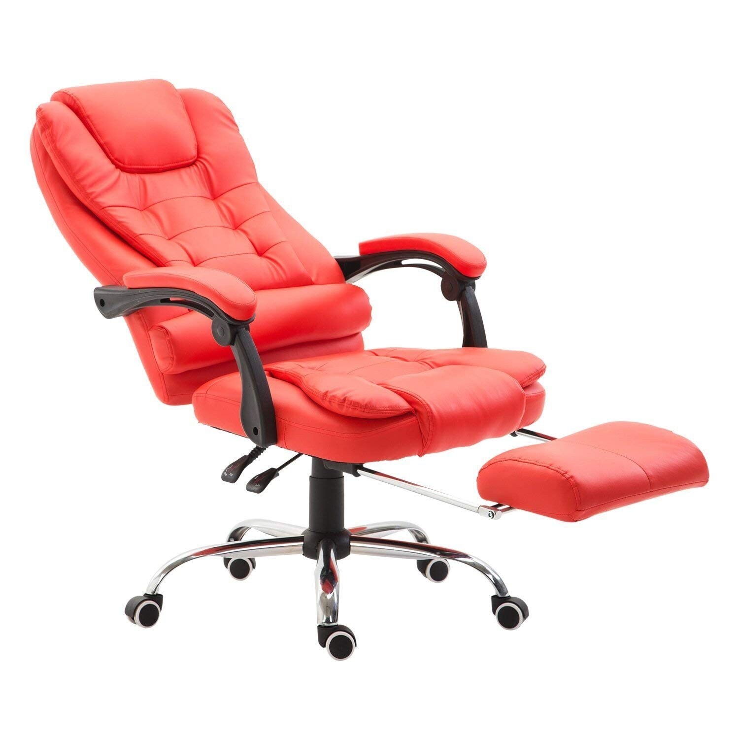 Homcom reclining pu leather executive best sale home office chair with footrest