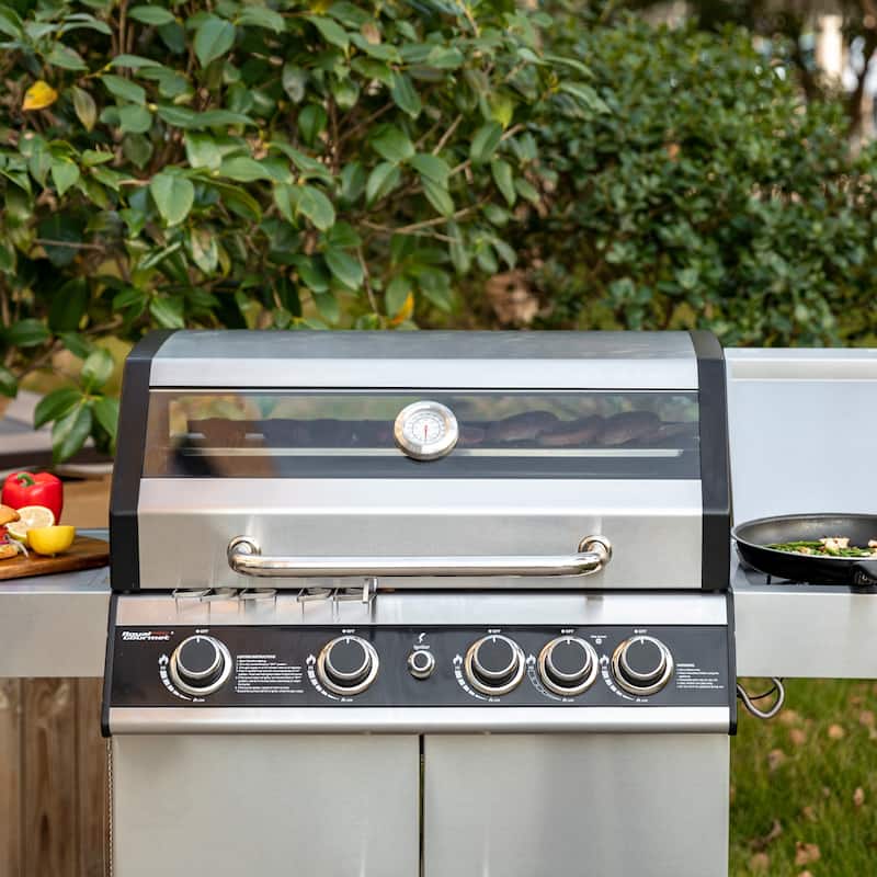 Royal Gourmet 4-Burner Stainless Steel Gas Grill with Side Burner