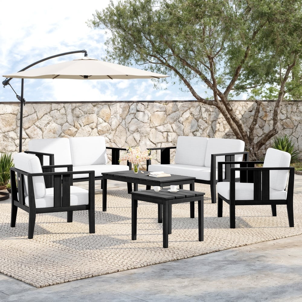 Teak Wood 6-Piece Outdoor Conversation Set with Table