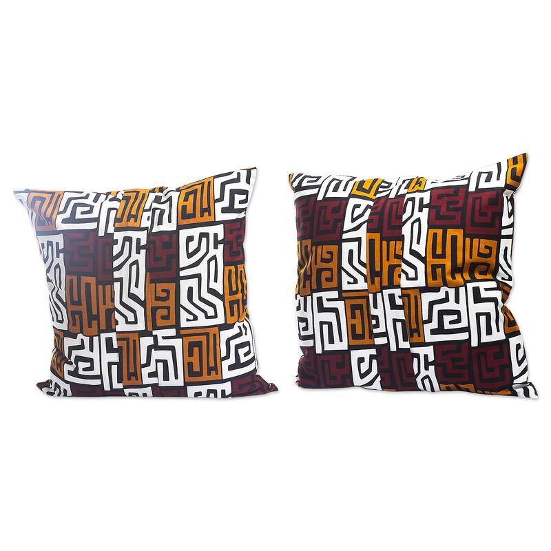 Novica Handmade Akwaaba Cotton Cushion Covers (Pair)