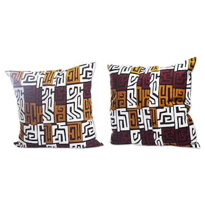 Novica Handmade Akwaaba Cotton Cushion Covers (Pair)