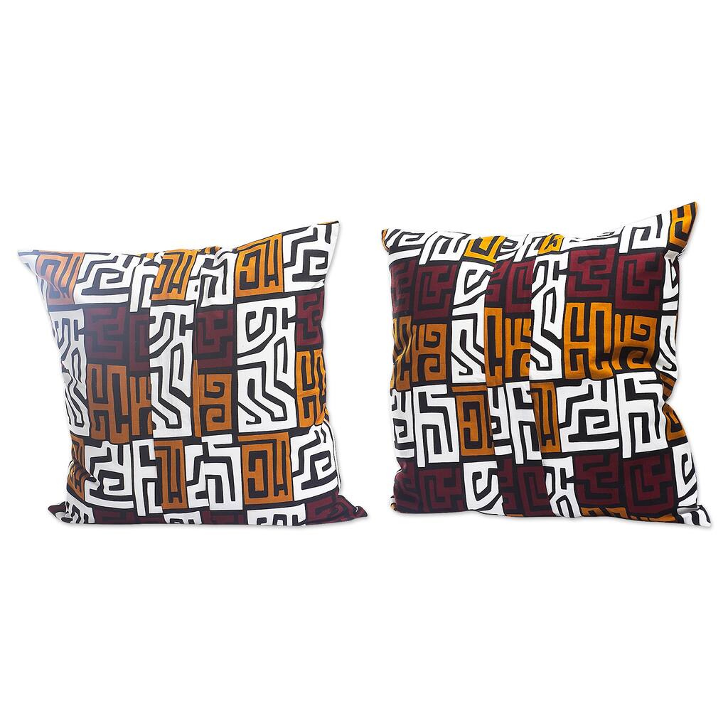 Novica Handmade Akwaaba Cotton Cushion Covers (Pair)