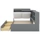 preview thumbnail 21 of 23, Wood Twin Size platform bed with Storage Headboard, Shelves and 2 Drawers