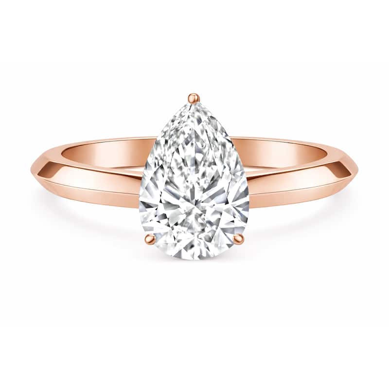 Auriya 14K Gold Knife Edge Lab Grown Pear-shaped Diamond Engagement Ring 1.00 - 5.00ct. tw. (F-G, VS) - 3.00 carats - 5 - Rose