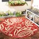SAFAVIEH Courtyard Leatrice Indoor/ Outdoor Patio Backyard Rug - 5'3" x 5'3" Round - Red/Natural