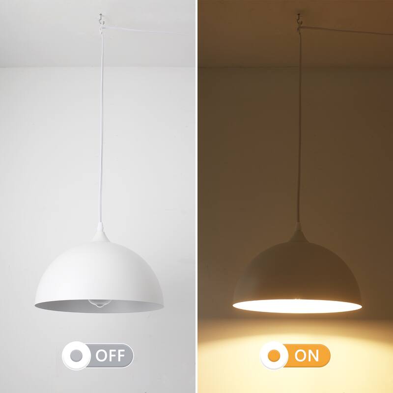 60-Watt 1-Light Pendant Light with Dome Shade and Dimmer Switch for Kitchen Island, Semi Flush Mount Chandelier for Dining Room