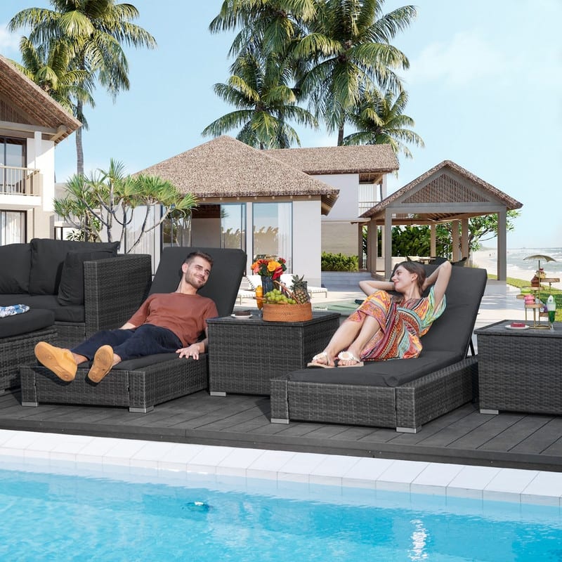 FINCATI 11 Pieces Patio Furniture Set Outdoor Sectional Sofa with Firepit Table