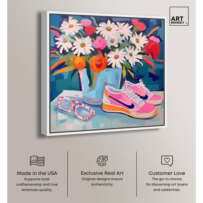 Whimsical Sneakers Flower Vase Canvas by Art Remedy