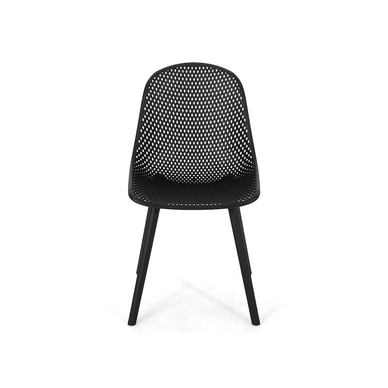 Roomfitters Modern Outdoor Plastic Chairs with Perforated Backrest, Lightweight Patio Seating, Set of 2