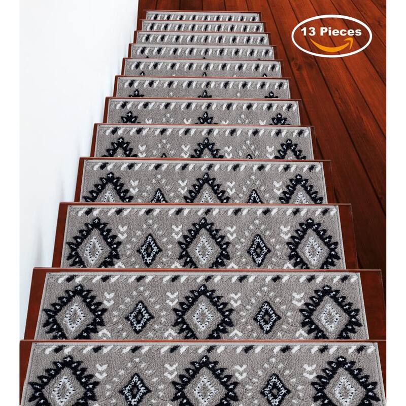 SussexHome Traditional PP Stair Treads (9 x 28 in.) - 13-PACK - Navy